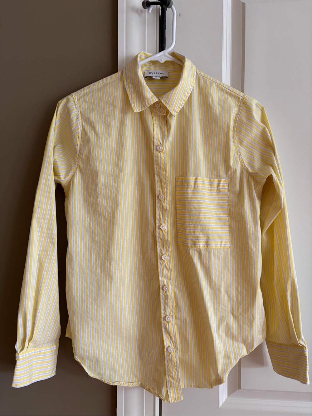 Evereve yellow striped button down